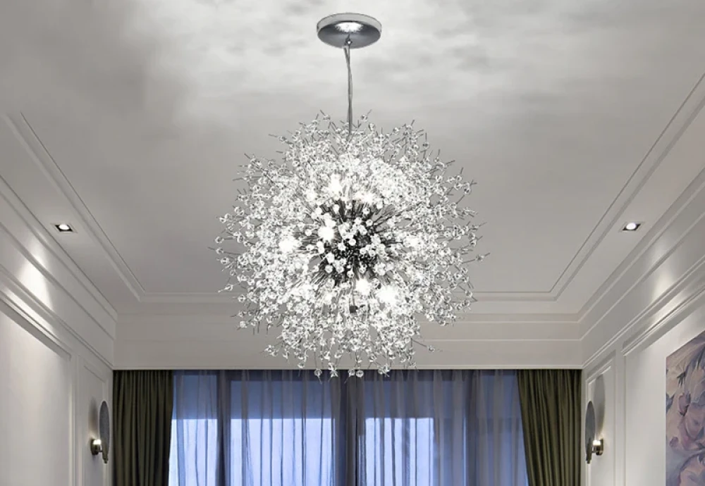 globe chandelier with crystals